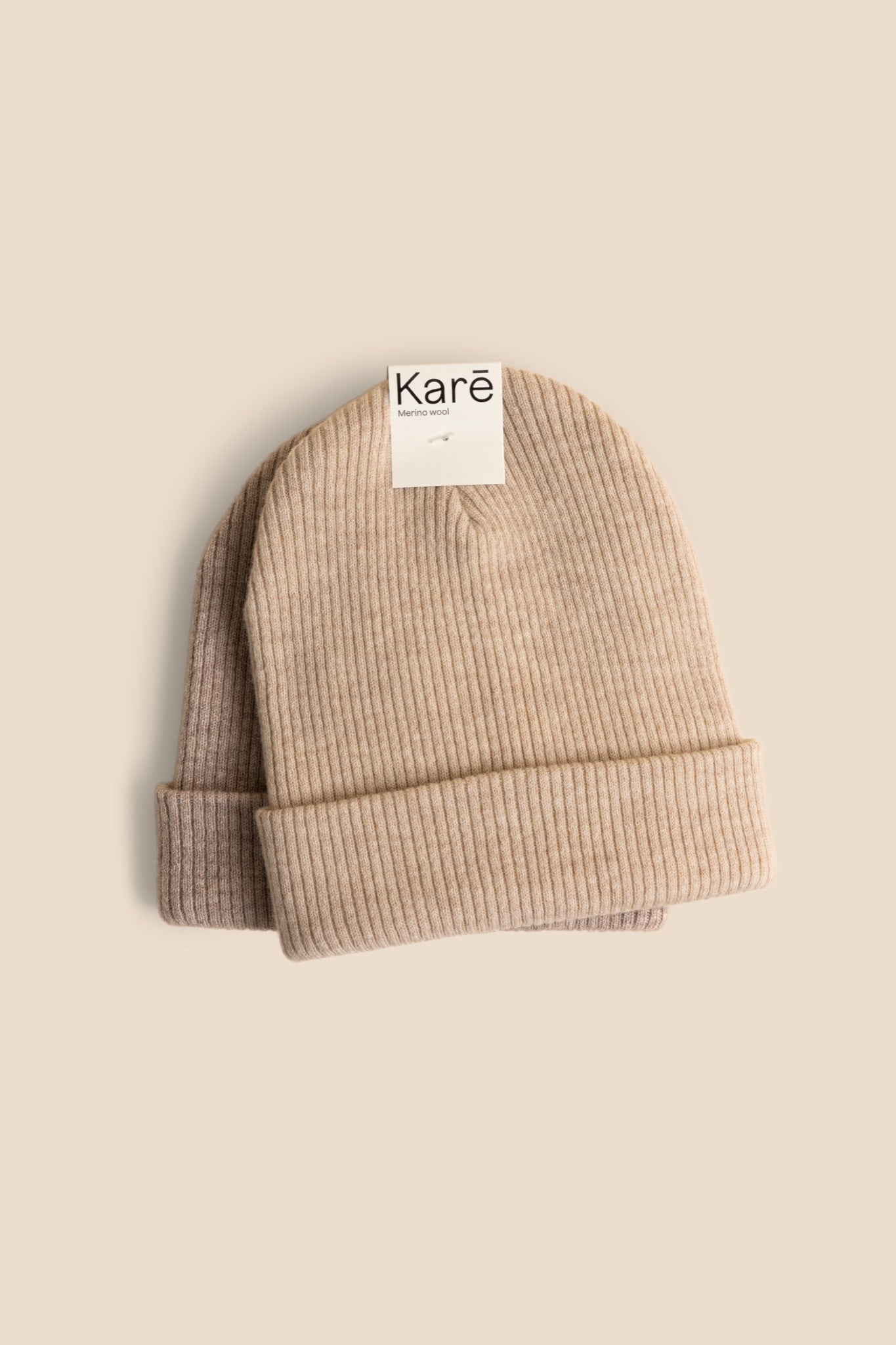 Ribby Beanie - Warm Walnut & Bon Beige 2-pack